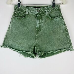 7 For All Mankind Green High Rise Denim Shorts